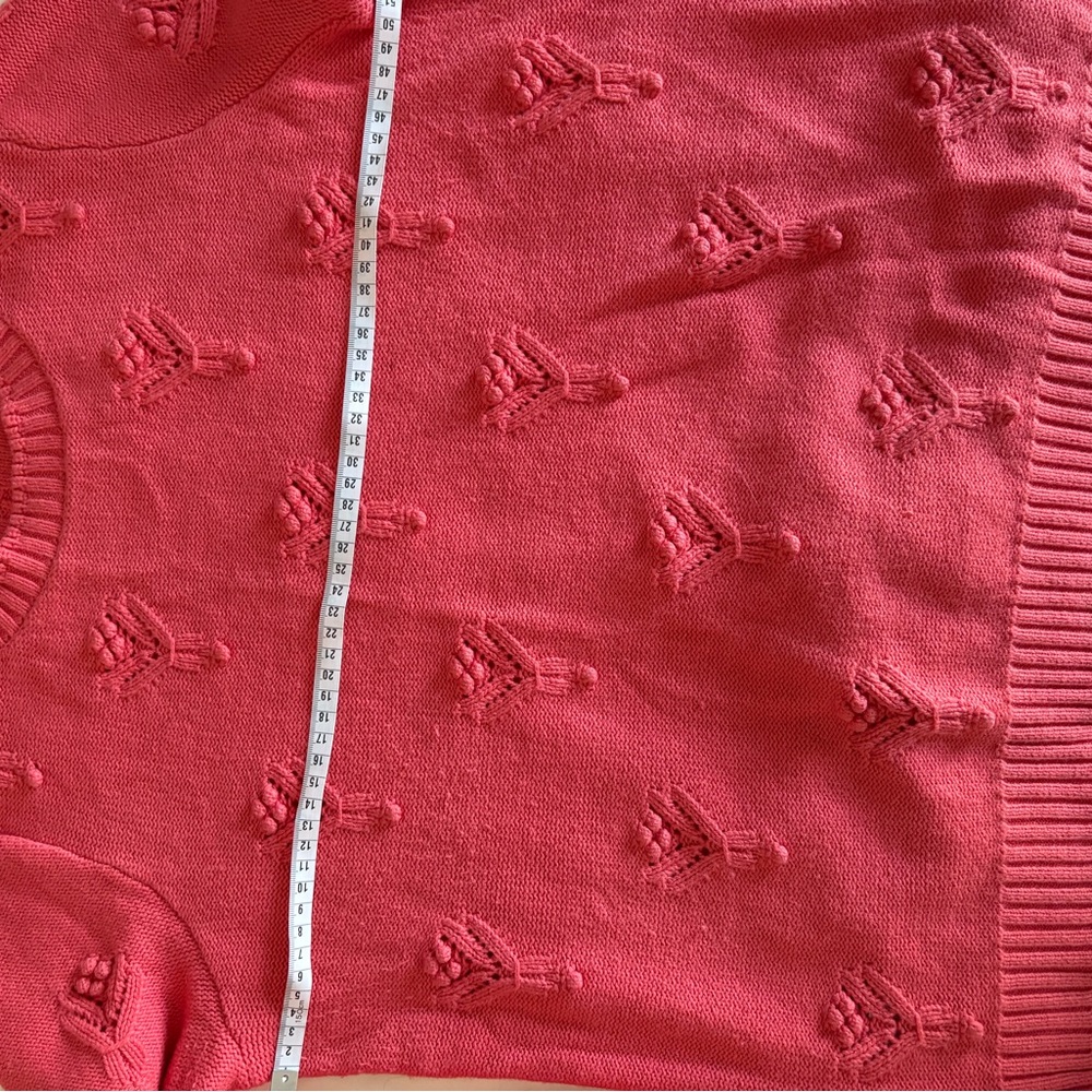 LOFT Women Large Petite Coral Textured Crew Neck Sweater - Picture 6 of 10
